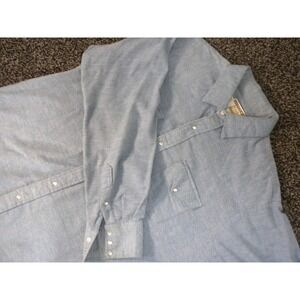 Ruddock Shirt Mens 18-36 Blue‎ Chamois Pearl Snap X Long Tail Western Yoke VTG